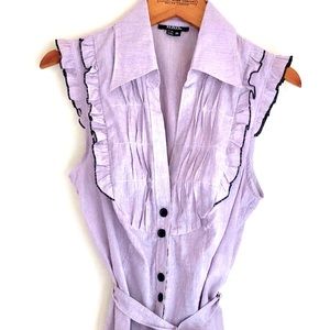 XOXO Lilac Striped Ruffled Tie waist Top